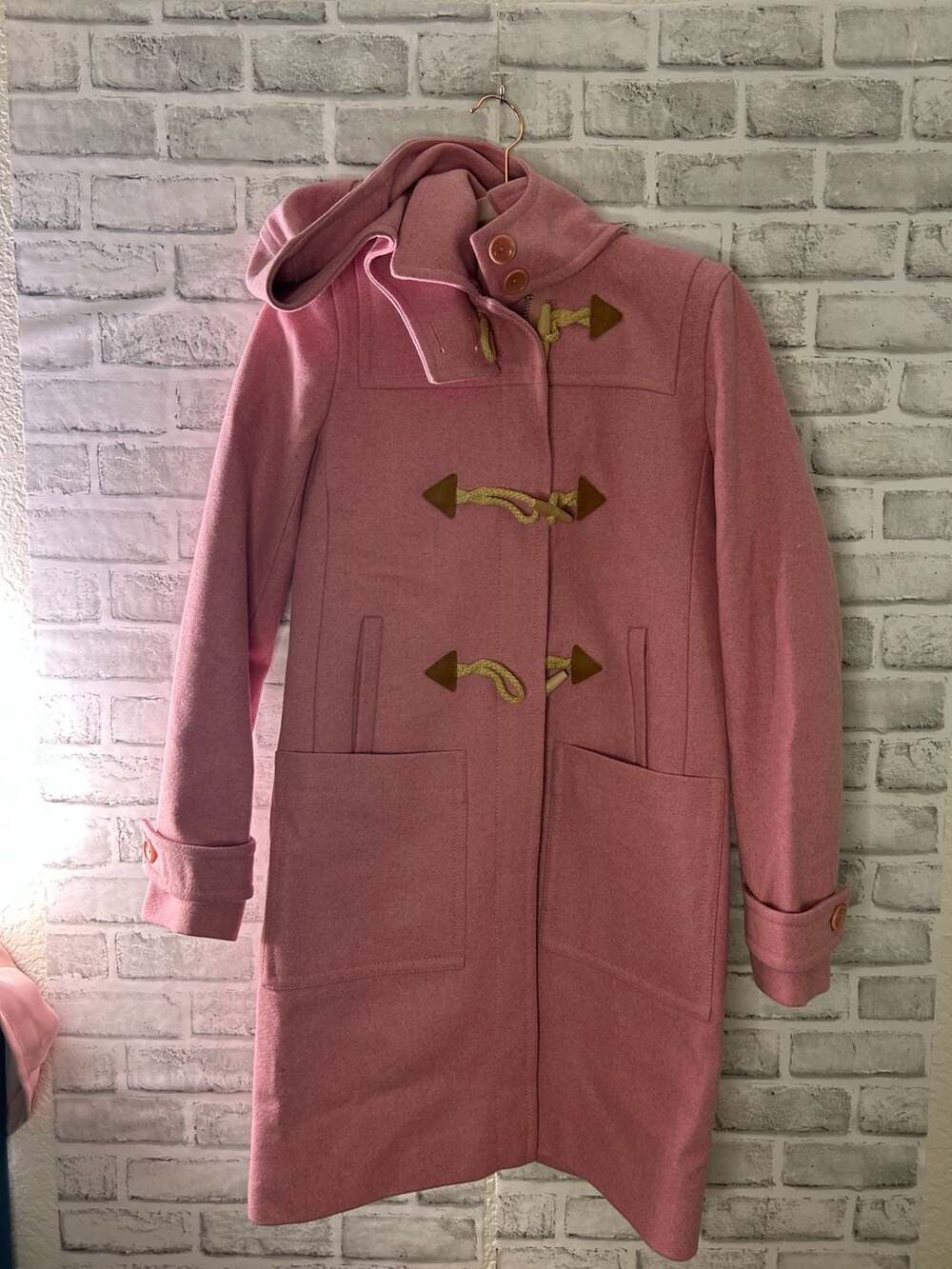 J.Crew Women's Melton Wool Hooded Toggle Coat in Blush Pink